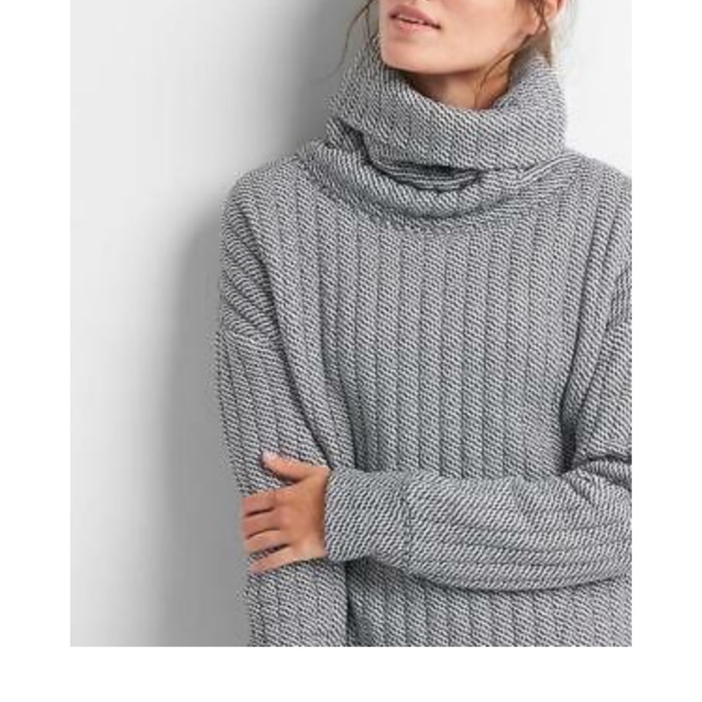 Gap jacquard knit funnel-neck pullover sweatshirt